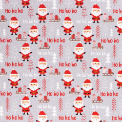 Baumwolle - Weihnachtsmann HoHoHo grau